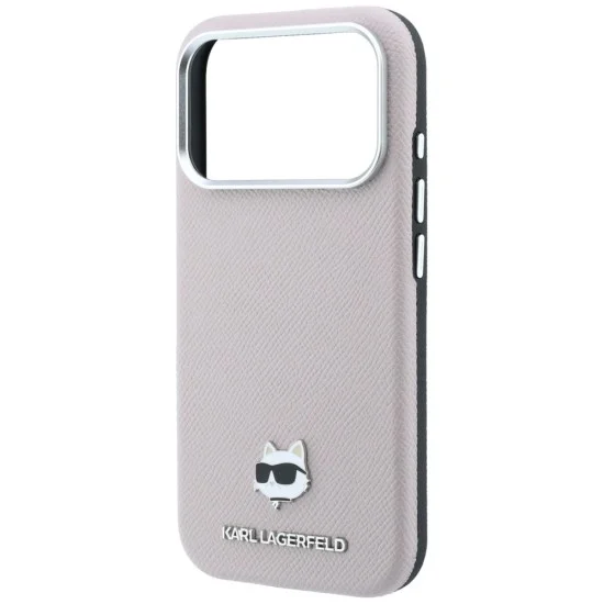 Кожен калъф Karl Lagerfeld Grained Leather Choupette Head MagSafe (KLHMP18X6PSCHLP) - iPhone 18 Pro Max / iPhone 17 Pro Max - Розов