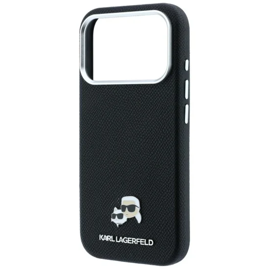 Кожен калъф Karl Lagerfeld Grained Leather KC Heads MagSafe (KLHMP18L6PSKCHLK) - iPhone 18 Pro / iPhone 17 Pro - Черен