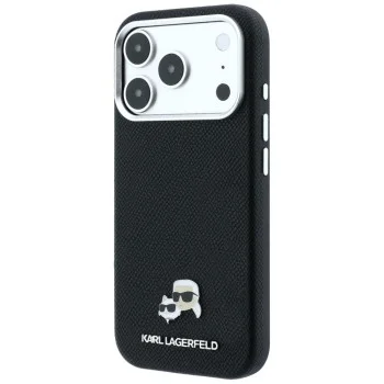 Кожен калъф Karl Lagerfeld Grained Leather KC Heads MagSafe (KLHMP18L6PSKCHLK) - iPhone 18 Pro / iPhone 17 Pro - Черен