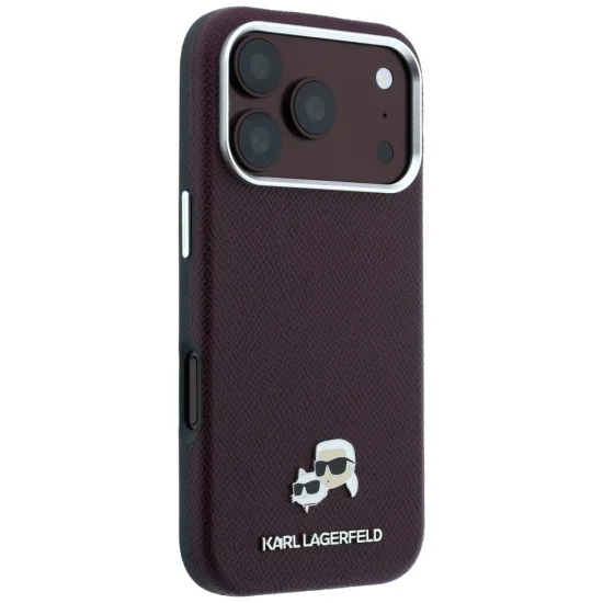 Кожен калъф Karl Lagerfeld Grained Leather KC Heads MagSafe (KLHMP18L6PSKCHLR) - iPhone 18 Pro / iPhone 17 Pro - Бордо