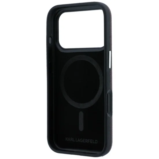 Кожен калъф Karl Lagerfeld Grained Leather KC Heads MagSafe (KLHMP18L6PSKCHLR) - iPhone 18 Pro / iPhone 17 Pro - Бордо