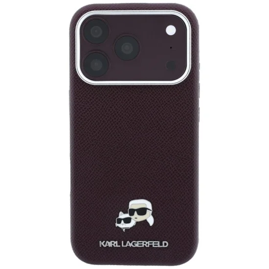 Кожен калъф Karl Lagerfeld Grained Leather KC Heads MagSafe (KLHMP18L6PSKCHLR) - iPhone 18 Pro / iPhone 17 Pro - Бордо