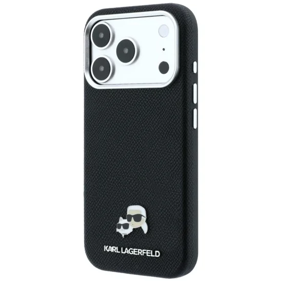 Кожен калъф Karl Lagerfeld Grained Leather KC Heads MagSafe (KLHMP18X6PSKCHLK) - iPhone 18 Pro Max / iPhone 17 Pro Max - Черен