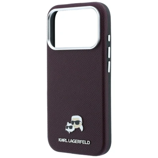 Кожен калъф Karl Lagerfeld Grained Leather KC Heads MagSafe (KLHMP18X6PSKCHLR) - iPhone 18 Pro Max / iPhone 17 Pro Max - Бордо