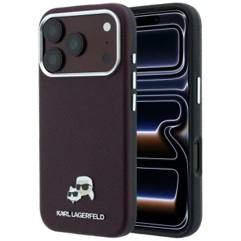 Кожен калъф Karl Lagerfeld Grained Leather KC Heads MagSafe (KLHMP18X6PSKCHLR) - iPhone 18 Pro Max / iPhone 17 Pro Max - Бордо