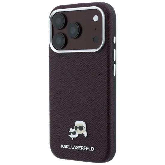 Кожен калъф Karl Lagerfeld Grained Leather KC Heads MagSafe (KLHMP18X6PSKCHLR) - iPhone 18 Pro Max / iPhone 17 Pro Max - Бордо