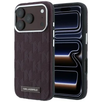Кожен калъф Karl Lagerfeld Grained Leather Mono Resin Logo MagSafe (KLHMP18L6PWKLMHR) - iPhone 18 Pro / iPhone 17 Pro - Бордо