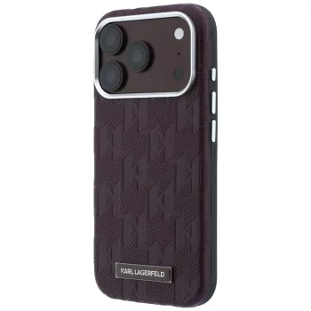 Кожен калъф Karl Lagerfeld Grained Leather Mono Resin Logo MagSafe (KLHMP18L6PWKLMHR) - iPhone 18 Pro / iPhone 17 Pro - Бордо
