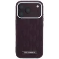 Кожен калъф Karl Lagerfeld Grained Leather Mono Resin Logo MagSafe (KLHMP18L6PWKLMHR) - iPhone 18 Pro / iPhone 17 Pro - Бордо