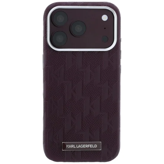 Кожен калъф Karl Lagerfeld Grained Leather Mono Resin Logo MagSafe (KLHMP18L6PWKLMHR) - iPhone 18 Pro / iPhone 17 Pro - Бордо