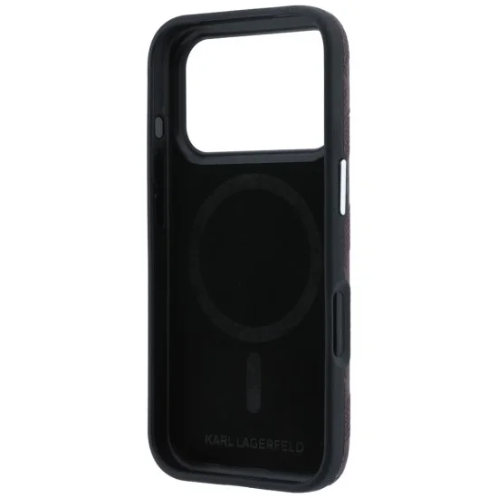 Кожен калъф Karl Lagerfeld Grained Leather Mono Resin Logo MagSafe (KLHMP18L6PWKLMHR) - iPhone 18 Pro / iPhone 17 Pro - Бордо