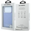 Кожен калъф Karl Lagerfeld Grained Leather Mono Resin Logo MagSafe (KLHMP18X6PWKLMHB) - iPhone 18 Pro Max / iPhone 17 Pro Max - Светлосин
