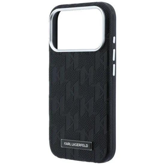 Кожен калъф Karl Lagerfeld Grained Leather Mono Resin Logo MagSafe (KLHMP18X6PWKLMHK) - iPhone 18 Pro Max / iPhone 17 Pro Max - Черен