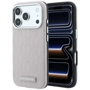 Кожен калъф Karl Lagerfeld Grained Leather Mono Resin Logo MagSafe (KLHMP18X6PWKLMHP) - iPhone 18 Pro Max / iPhone 17 Pro Max - Розов