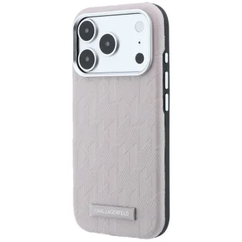 Кожен калъф Karl Lagerfeld Grained Leather Mono Resin Logo MagSafe (KLHMP18X6PWKLMHP) - iPhone 18 Pro Max / iPhone 17 Pro Max - Розов