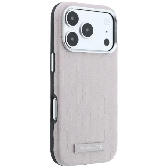 Кожен калъф Karl Lagerfeld Grained Leather Mono Resin Logo MagSafe (KLHMP18X6PWKLMHP) - iPhone 18 Pro Max / iPhone 17 Pro Max - Розов