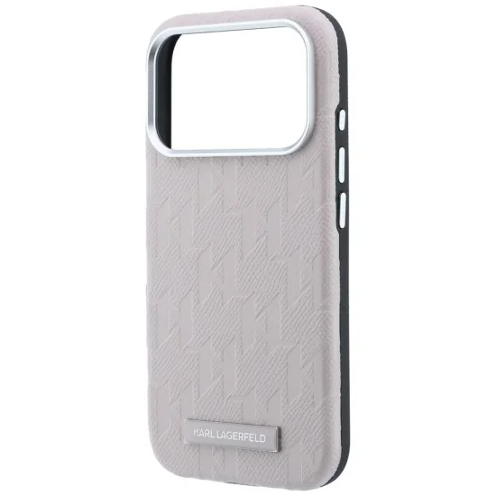 Кожен калъф Karl Lagerfeld Grained Leather Mono Resin Logo MagSafe (KLHMP18X6PWKLMHP) - iPhone 18 Pro Max / iPhone 17 Pro Max - Розов
