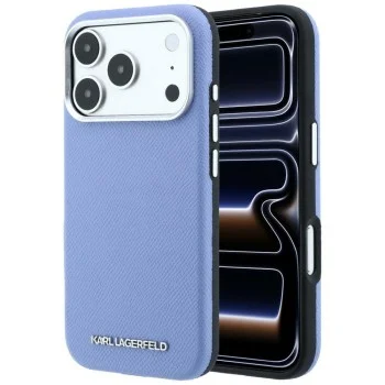 Кожен калъф Karl Lagerfeld HC MagSafe Grained Leather Elongated Logo (KLHMP18XPSWGKLB) - iPhone 18 Pro Max / iPhone 17 Pro Max - Син