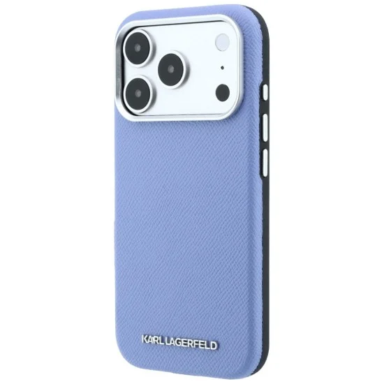 Кожен калъф Karl Lagerfeld HC MagSafe Grained Leather Elongated Logo (KLHMP18XPSWGKLB) - iPhone 18 Pro Max / iPhone 17 Pro Max - Син