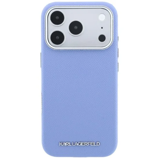 Кожен калъф Karl Lagerfeld HC MagSafe Grained Leather Elongated Logo (KLHMP18XPSWGKLB) - iPhone 18 Pro Max / iPhone 17 Pro Max - Син