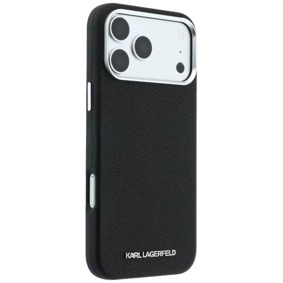 Кожен калъф Karl Lagerfeld HC MagSafe Grained Leather Elongated Logo (KLHMP18XPSWGKLK) - iPhone 18 Pro Max / iPhone 17 Pro Max - Черен