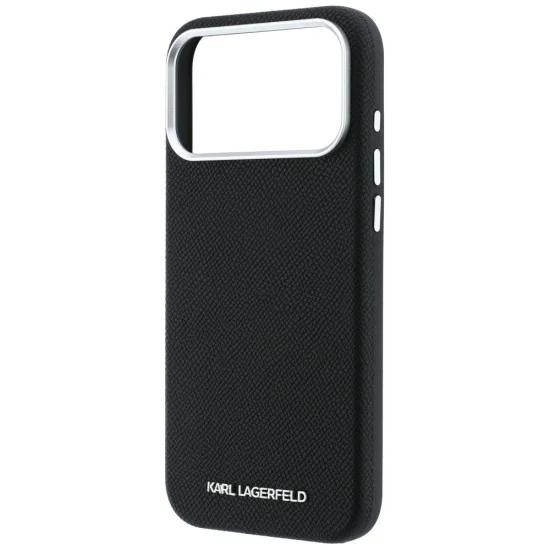 Кожен калъф Karl Lagerfeld HC MagSafe Grained Leather Elongated Logo (KLHMP18XPSWGKLK) - iPhone 18 Pro Max / iPhone 17 Pro Max - Черен