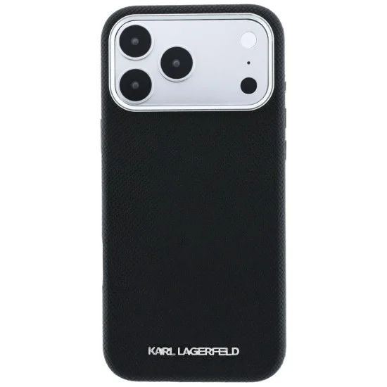Кожен калъф Karl Lagerfeld HC MagSafe Grained Leather Elongated Logo (KLHMP18XPSWGKLK) - iPhone 18 Pro Max / iPhone 17 Pro Max - Черен