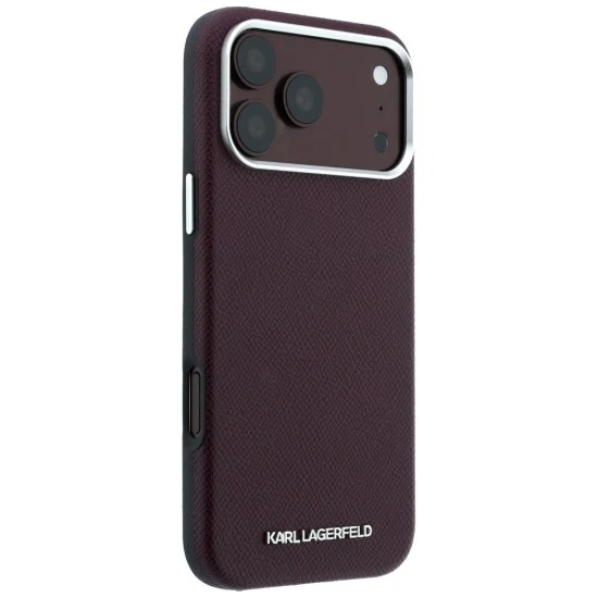 Кожен калъф Karl Lagerfeld HC MagSafe Grained Leather Elongated Logo (KLHMP18XPSWGKLR) - iPhone 18 Pro Max / iPhone 17 Pro Max - Бордо