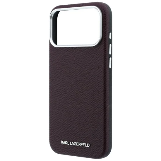 Кожен калъф Karl Lagerfeld HC MagSafe Grained Leather Elongated Logo (KLHMP18XPSWGKLR) - iPhone 18 Pro Max / iPhone 17 Pro Max - Бордо