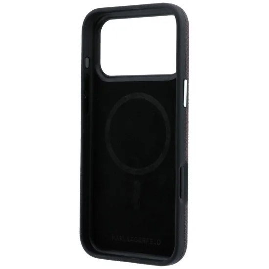Кожен калъф Karl Lagerfeld HC MagSafe Grained Leather Elongated Logo (KLHMP18XPSWGKLR) - iPhone 18 Pro Max / iPhone 17 Pro Max - Бордо