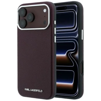 Кожен калъф Karl Lagerfeld HC MagSafe Grained Leather Elongated Logo (KLHMP18XPSWGKLR) - iPhone 18 Pro Max / iPhone 17 Pro Max - Бордо