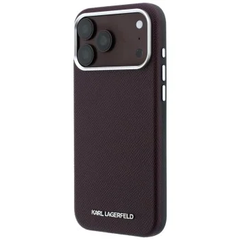 Кожен калъф Karl Lagerfeld HC MagSafe Grained Leather Elongated Logo (KLHMP18XPSWGKLR) - iPhone 18 Pro Max / iPhone 17 Pro Max - Бордо