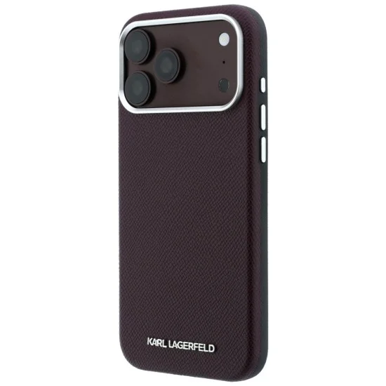 Кожен калъф Karl Lagerfeld HC MagSafe Grained Leather Elongated Logo (KLHMP18XPSWGKLR) - iPhone 18 Pro Max / iPhone 17 Pro Max - Бордо