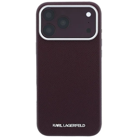 Кожен калъф Karl Lagerfeld HC MagSafe Grained Leather Elongated Logo (KLHMP18XPSWGKLR) - iPhone 18 Pro Max / iPhone 17 Pro Max - Бордо