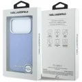 Кожен калъф Karl Lagerfeld HC MagSafe Grained Leather Metal Logo (KLHMP18LPSKLFOFB) - iPhone 18 Pro Max / iPhone 17 Pro Max - Син