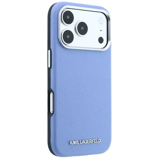 Кожен калъф Karl Lagerfeld Hardcase MagSafe Grained Leather Elongated Logo (KLHMP18LPSWGKLB) - iPhone 18 Pro / iPhone 17 Pro - Син