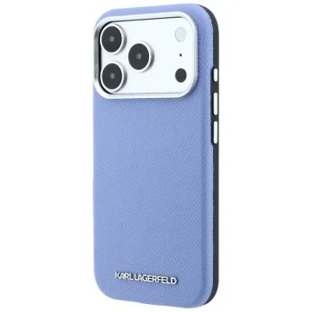 Кожен калъф Karl Lagerfeld Hardcase MagSafe Grained Leather Elongated Logo (KLHMP18LPSWGKLB) - iPhone 18 Pro / iPhone 17 Pro - Син
