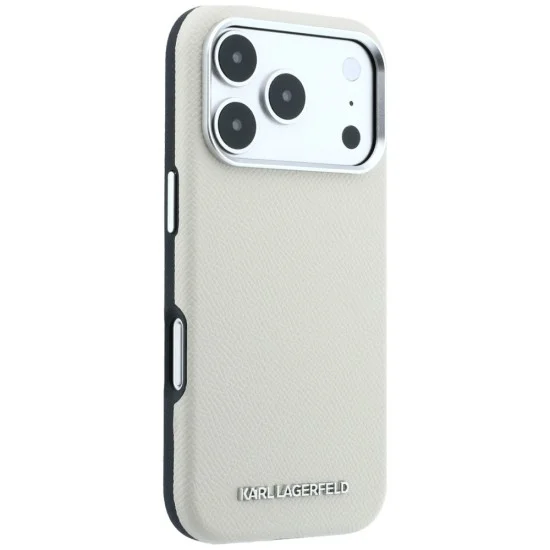 Кожен калъф Karl Lagerfeld - Hardcase MagSafe Grained Leather Elongated Logo (KLHMP18LPSWGKLE) - iPhone 18 Pro / iPhone 17 Pro - Бежов