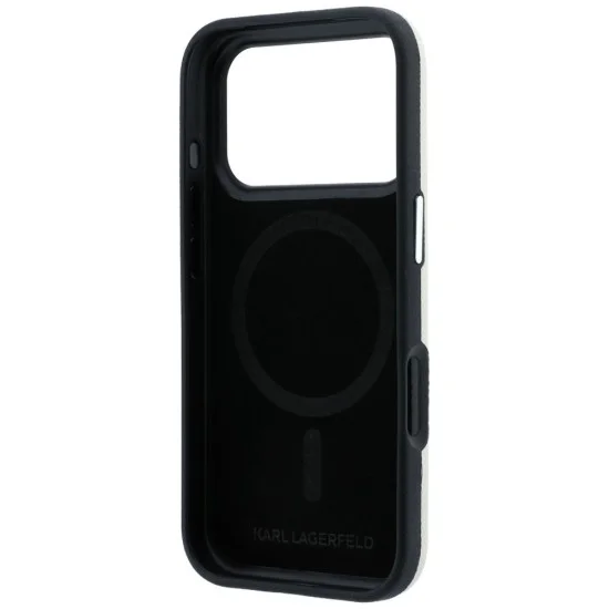 Кожен калъф Karl Lagerfeld - Hardcase MagSafe Grained Leather Elongated Logo (KLHMP18LPSWGKLE) - iPhone 18 Pro / iPhone 17 Pro - Бежов