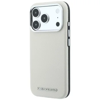 Кожен калъф Karl Lagerfeld - Hardcase MagSafe Grained Leather Elongated Logo (KLHMP18LPSWGKLE) - iPhone 18 Pro / iPhone 17 Pro - Бежов