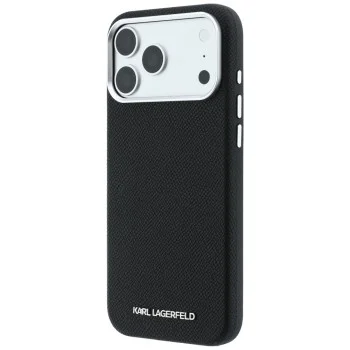 Кожен калъф Karl Lagerfeld Hardcase MagSafe Grained Leather Elongated Logo (KLHMP18LPSWGKLK) - iPhone 18 Pro / iPhone 17 Pro - Черен