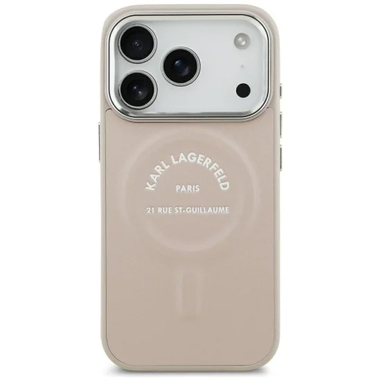 Кожен калъф Karl Lagerfeld Leather Ring Karl RSG Logo MagSafe (KLHMP18LPSKRSGEP) - iPhone 18 Pro / iPhone 17 Pro - Розов