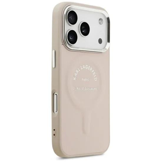 Кожен калъф Karl Lagerfeld Leather Ring Karl RSG Logo MagSafe (KLHMP18LPSKRSGEP) - iPhone 18 Pro / iPhone 17 Pro - Розов