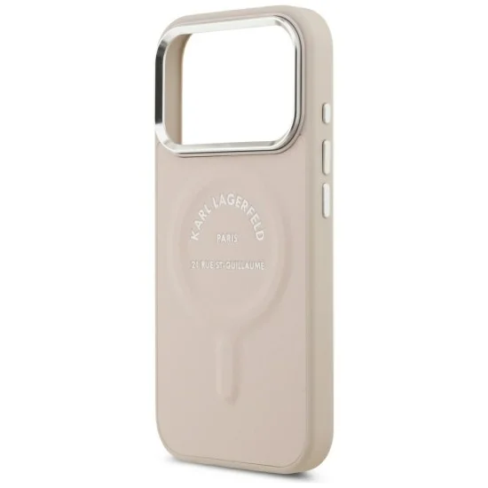 Кожен калъф Karl Lagerfeld Leather Ring Karl RSG Logo MagSafe (KLHMP18LPSKRSGEP) - iPhone 18 Pro / iPhone 17 Pro - Розов