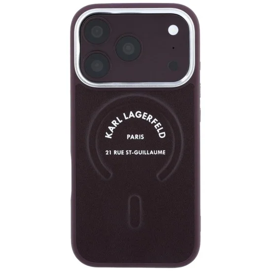 Кожен калъф Karl Lagerfeld Leather Ring Karl RSG Logo MagSafe (KLHMP18LPSKRSGER) - iPhone 18 Pro / iPhone 17 Pro - Бордо
