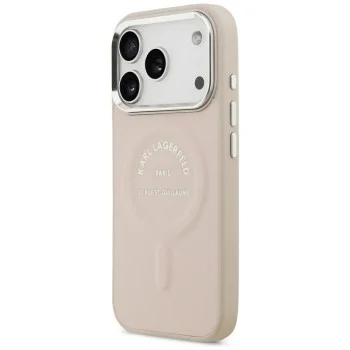 Кожен калъф Karl Lagerfeld Leather Ring Karl RSG Logo MagSafe (KLHMP18XPSKRSGEP) - iPhone 18 Pro Max / iPhone 17 Pro Max - Розов