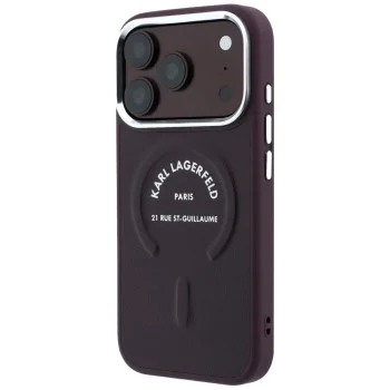 Кожен калъф Karl Lagerfeld Leather Ring Karl RSG Logo MagSafe (KLHMP18XPSKRSGER) - iPhone 18 Pro Max / iPhone 17 Pro Max - Бордо