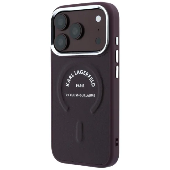 Кожен калъф Karl Lagerfeld Leather Ring Karl RSG Logo MagSafe (KLHMP18XPSKRSGER) - iPhone 18 Pro Max / iPhone 17 Pro Max - Бордо
