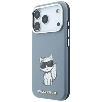 Кожен калъф Karl Lagerfeld Smooth Leather Choupette Sketch MagSafe (KLHMP18L6PWCIKDB) - iPhone 18 Pro / iPhone 17 Pro - Светлосин