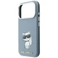 Кожен калъф Karl Lagerfeld Smooth Leather Choupette Sketch MagSafe (KLHMP18L6PWCIKDB) - iPhone 18 Pro / iPhone 17 Pro - Светлосин